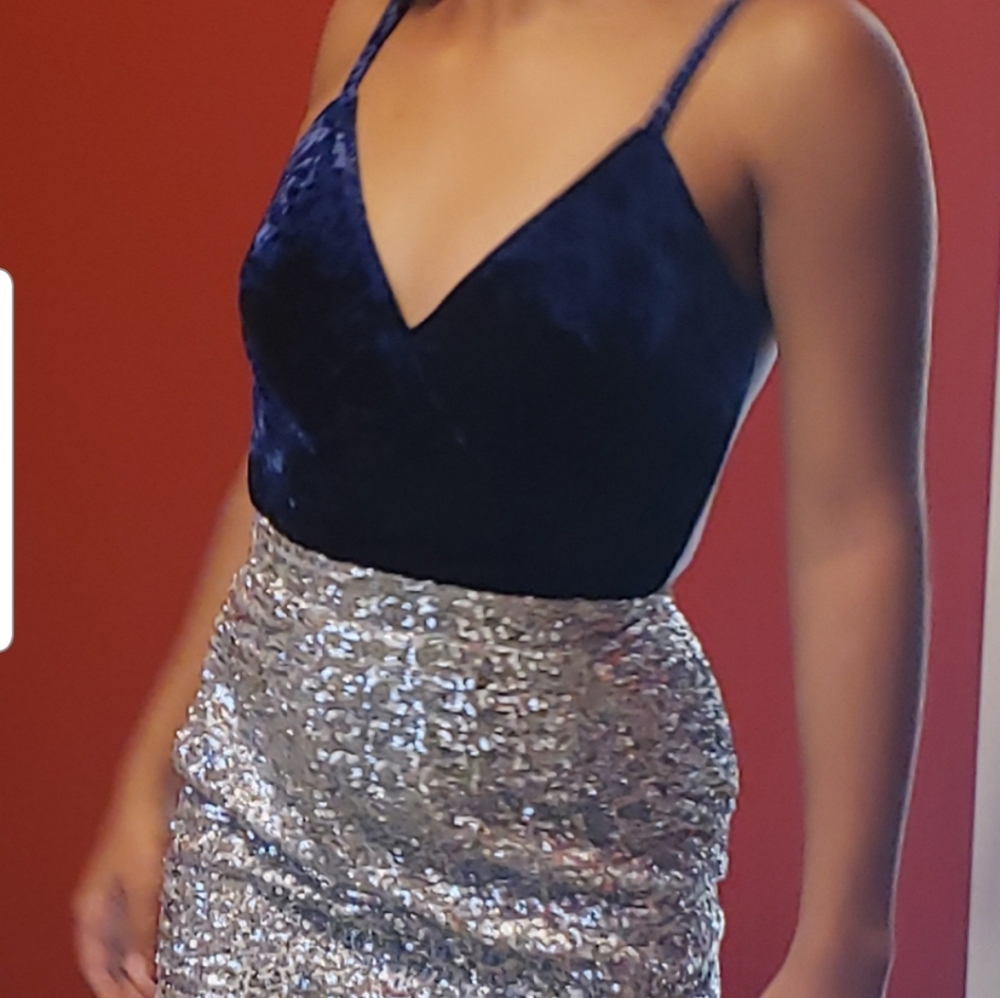 Velvet and sequins cocktail dress.